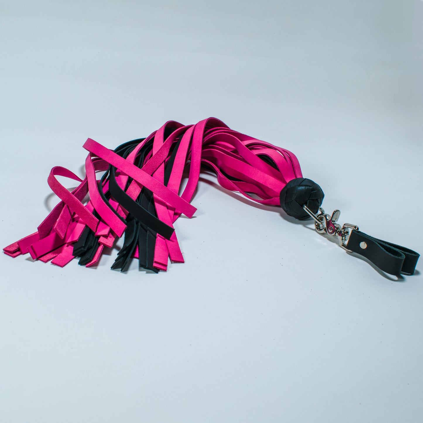 Pink & Black Stingy Leather Finger Floggers