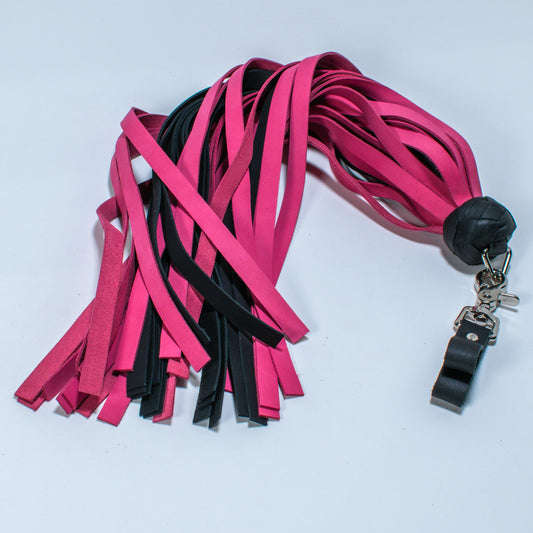 Pink & Black Stingy Leather Finger Floggers