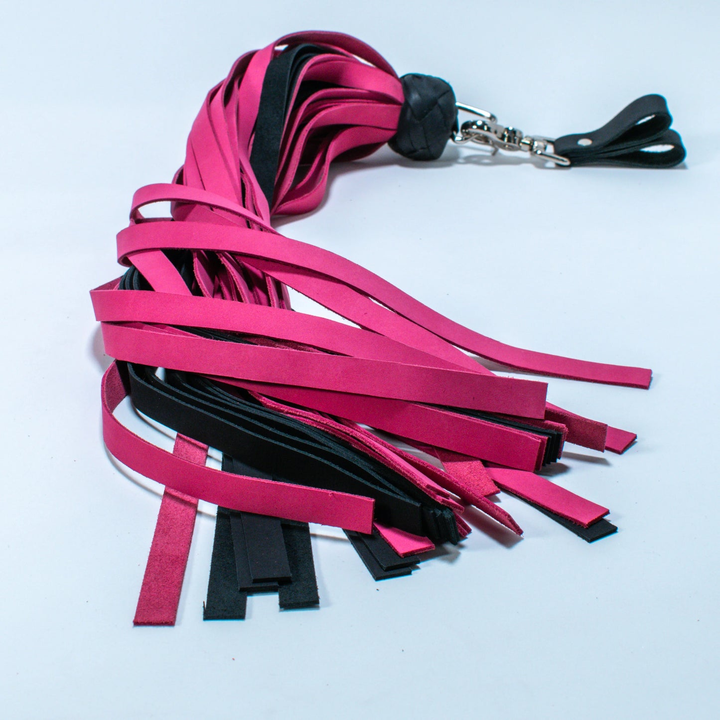 Pink & Black Stingy Leather Finger Floggers