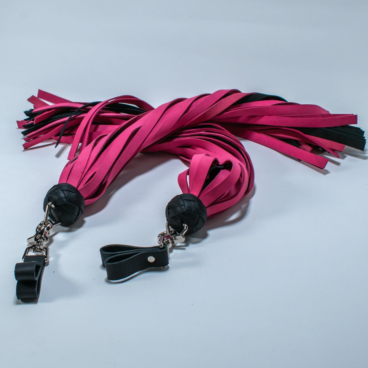 Pink & Black Stingy Leather Finger Floggers