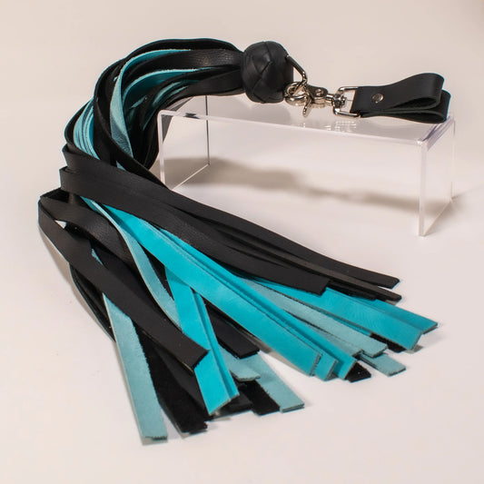 Blue & Black Leather Finger Flogger