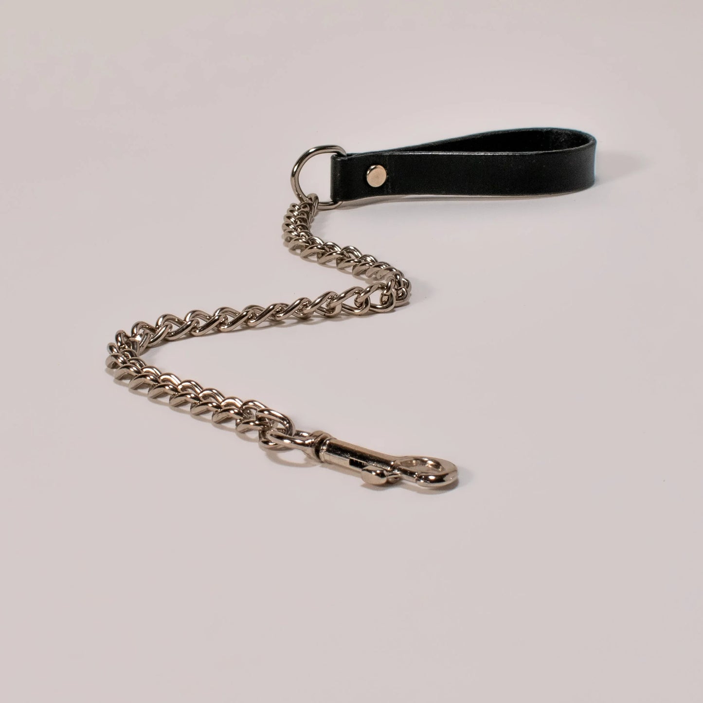 Chain Leash with Leather Handle