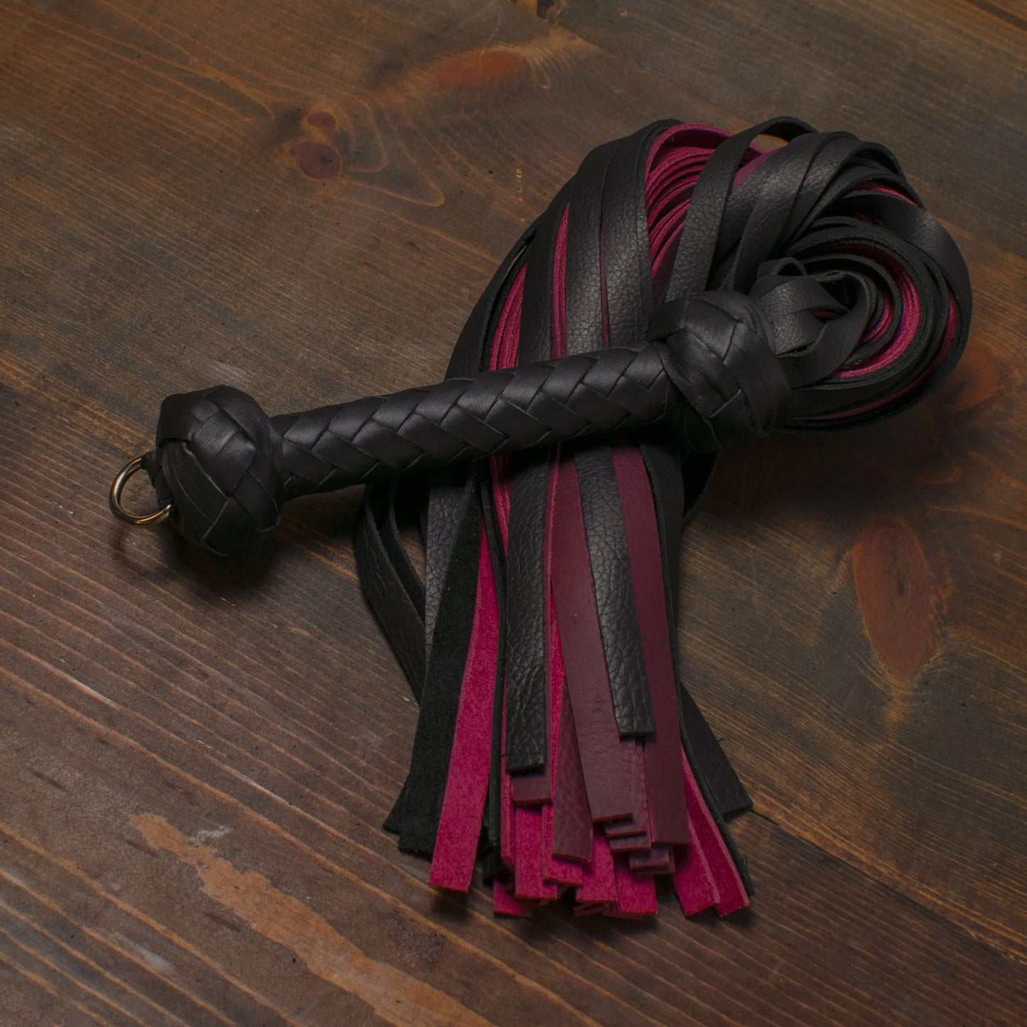 Magenta and Black Leather Floggers