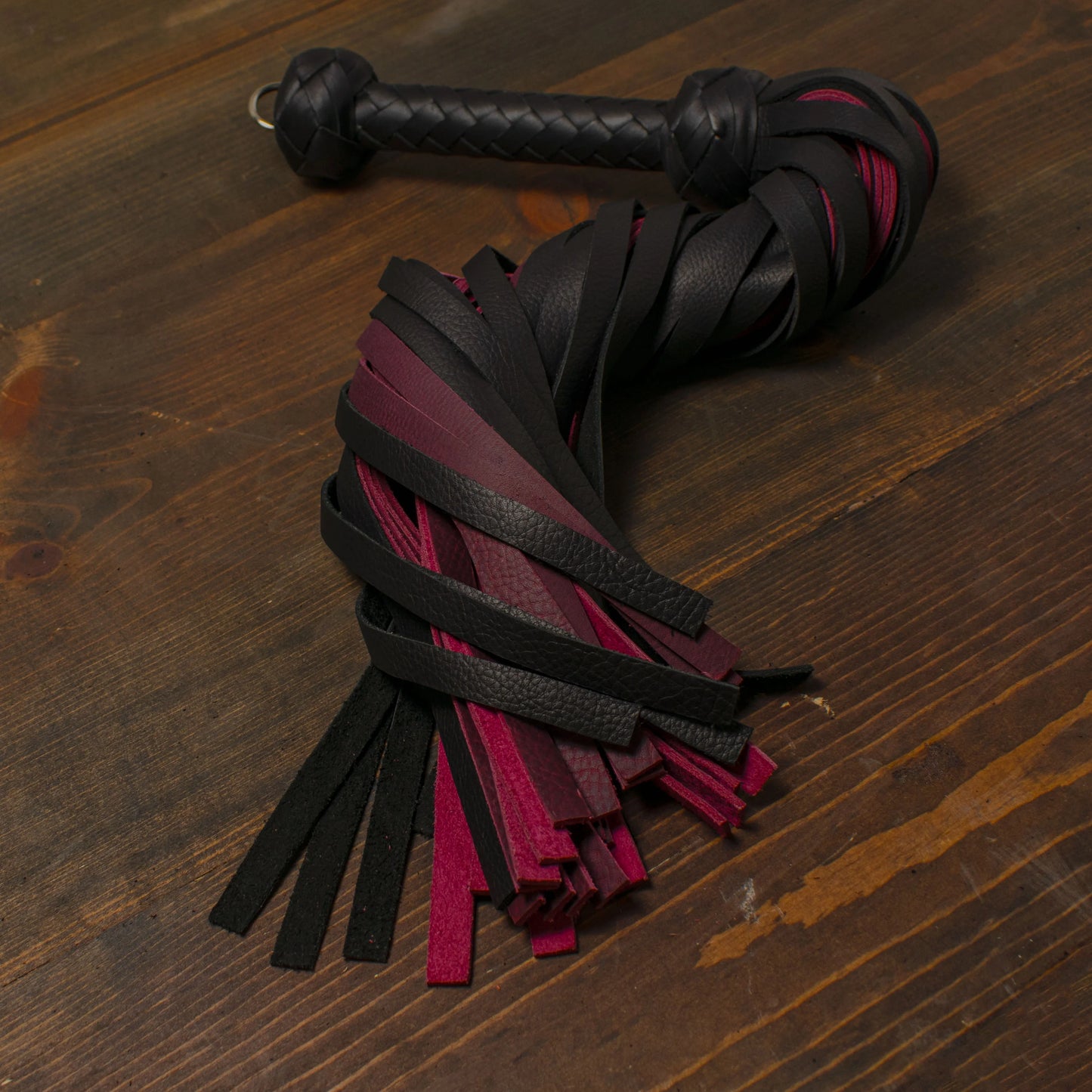 Magenta and Black Leather Floggers